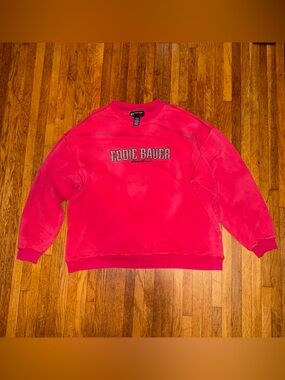 Vintage Eddie Bauer Red Crewneck Sweatshirt L Distressed